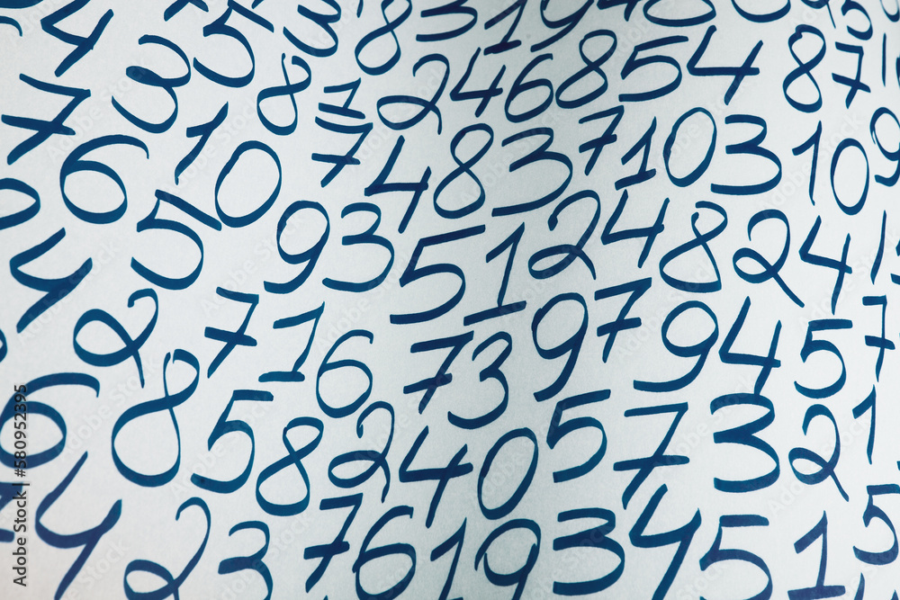 Poster background of numbers. from zero to nine. finance data concept. mathematic. seamless pattern with nu