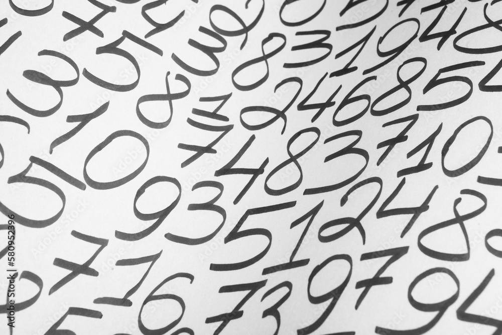 Poster background of numbers. from zero to nine. finance data concept. mathematic. seamless pattern with nu