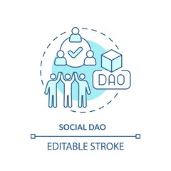 Social DAO turquoise concept icon. Decentralized autonomous organizations type abstract idea thin line illustration. Isolated outline drawing. Editable stroke. Arial, Myriad Pro-Bold fonts used