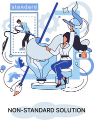 Non standart solution solving problem metaphor, answer to question or creativity idea innovation help business success. Alternative decision or business strategy plan, fallback option business choice