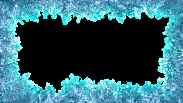Abstract blue ice glowing edge transition on alpha background