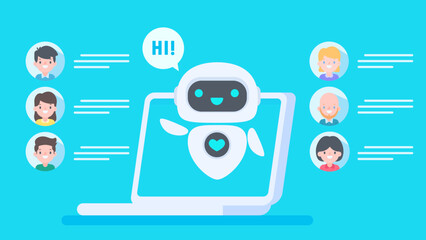Obraz premium Auto reply system with intelligent robots provide information and help customers with problems