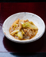 白菜とガンモドキのしょうが煮