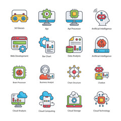 Technology vector  Fill outline  Icon Design illustration. Technology Symbol on White background EPS 10 File set 1
