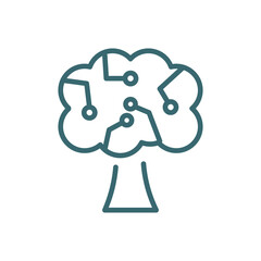 technology tree icon. Thin line technology tree icon from ai and future technology collection. Outline vector isolated on white background. Editable technology tree symbol can be used web and mobile