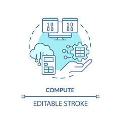 Compute turquoise concept icon. Operations with datum. Data lake vs data warehouse abstract idea thin line illustration. Isolated outline drawing. Editable stroke. Arial, Myriad Pro-Bold fonts used