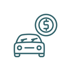 buy a car icon. Thin line buy a car icon from commerce and marketing collection. Outline vector isolated on white background. Editable buy a car symbol can be used web and mobile