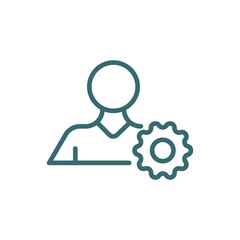 users settings icon. Thin line users settings icon from education and science collection. Outline vector isolated on white background. Editable users settings symbol can be used web and mobile