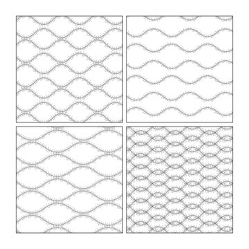 Seamless set of patterns with a transparent background. A repeatable background with a waveform quilted pattern. Waves and quilting textures for drawing padded flat sketches.