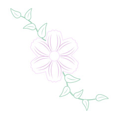 Colored icon of flower with leaves on white. Vector illustration.
