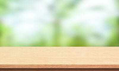 wooden table in garden background