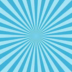 Abstract explosion background in gradient blue color. Sun glare effect radiates. Sunlight sparkle pattern. Radial rays vector illustration. Narrow beam. For backgrounds, posters, banners and covers.