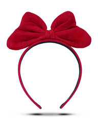 Hair accessories red bow head band isolated on white background. This has clipping path.