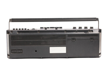 Obraz premium Retro portable stereo radio cassette recorder isolated on white.