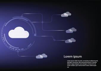 2d rendering technology Cloud computing.Blue background.