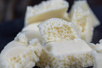 White Chocolate Bar with bubbles close-up