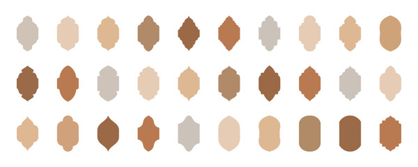 Set of islamic ornamental windows. Ramadan Kareem. Traditional islamic design illustration. Architectural design elements for muslim holidays