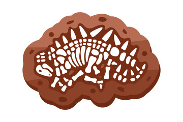 Kentrosaurus fossils skeleton. Kentrosaurus fossil bones. Dinosaur skeleton. Dinosaur bones with skull. Paleontology and archeology.