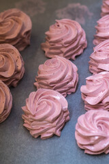 handmade fruit marshmallows on the table. home bakery concept.