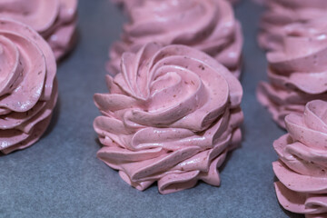 handmade fruit marshmallows on the table. home bakery concept.