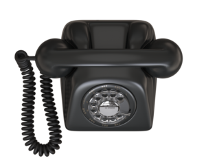 Vintage telephone top view. Old telephone with rotary dial isolated. Png transparency