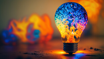 Colorful bulbs creative creative idea concept design, Generative AI.