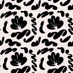 Abstract groovy floral patterns. Modern trendy minimalist Matisse style. Hand drawn for wallpaper, wall decor, fabric, postcard, cover, template, banner.