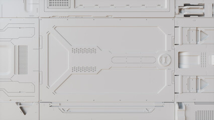 Futuristic 3D Render. Technology Wallpaper with White, Science Fiction Hardware.