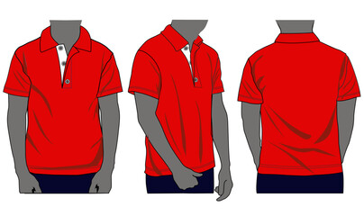 Blank collared shirt mockup, shirt front and back views, plain t-shirt mockup, tee design presentation for print design