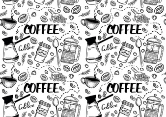 coffee seamless vector pattern with ripped elements