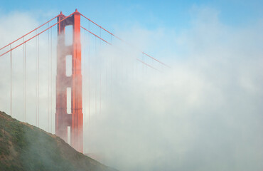 Golden Gate Bridge in San Francisco on a Foggy Morning