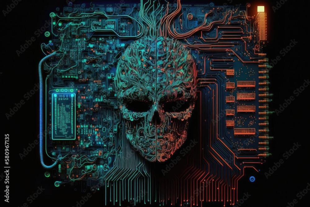 Poster electrical computer circuitry artificial intelligence. generative ai