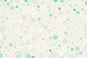 Retro-style background with scattered green geometric shapes
