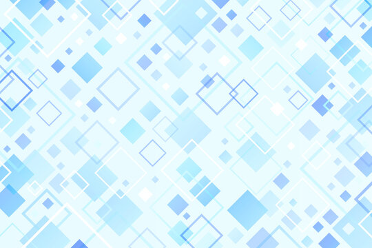 Light blue background with a digital image of blue squares scattered about
