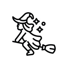 Fototapeta premium Black line icon for witch