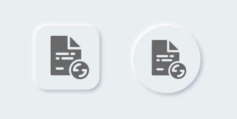 File transfer solid icon in neomorphic design style. Data signs vector illustration.