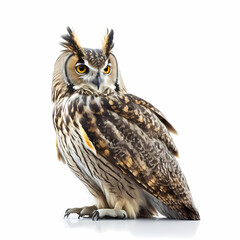 Owl Isolated White Background. Generative AI