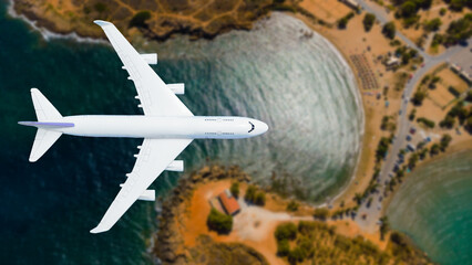 Obraz premium plane above the ground. Aerial city view