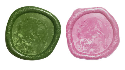 a set of wax seal stamp, pink and green, wedding invitation, honey moon, bridal shower, bachelorette, christmas, luxurious invite and certification, premium paper