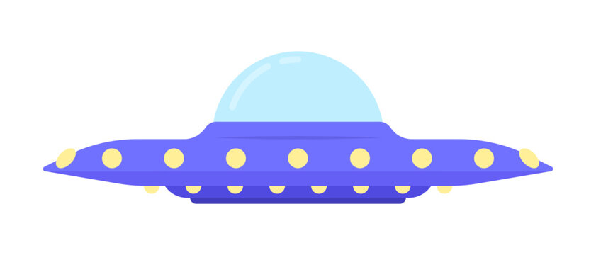 Unidentified flying object semi flat color vector icon. Flying saucer. Editable object. Full sized element on white. Simple cartoon style spot illustration for web graphic design and animation