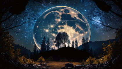 the moon in the forest