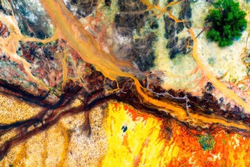 Obraz na płótnie Canvas the enchanted woodland, abstract aerial photography of Africa's deserts, abstract expressionism, modern photography, abstract naturalism, tribute to Pollock,. Generative AI