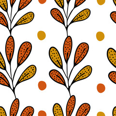 vector pattern with leaves on a white background