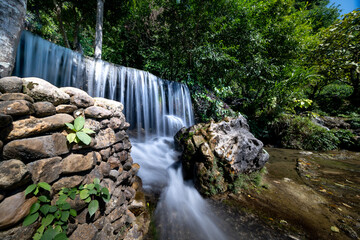 Waterfall in tropical forest in Vo Nhai, Thai Nguyen province, Viet Nam
