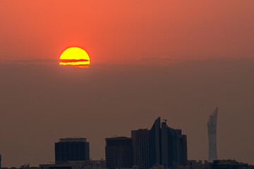 sunset view Doha skyline 