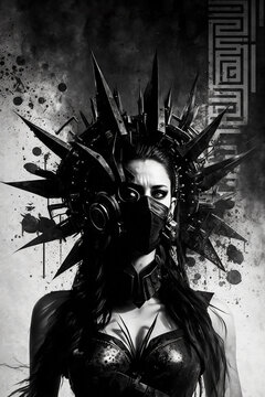 Dark poster and banner design with copy space for text and logos. Useful for concerts or venues. Gothic, EBM, EDM, Industrial, Electro or similar. Created with Generative AI
