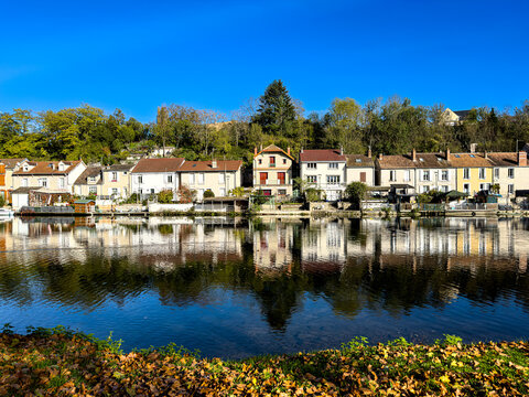 Street view of old village Nemours in France