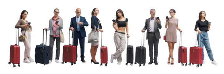 Traveling people using their smartphone