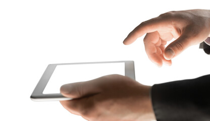 Businessman hand touching in digital table
