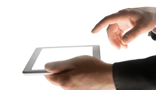 Businessman hand touching in digital table